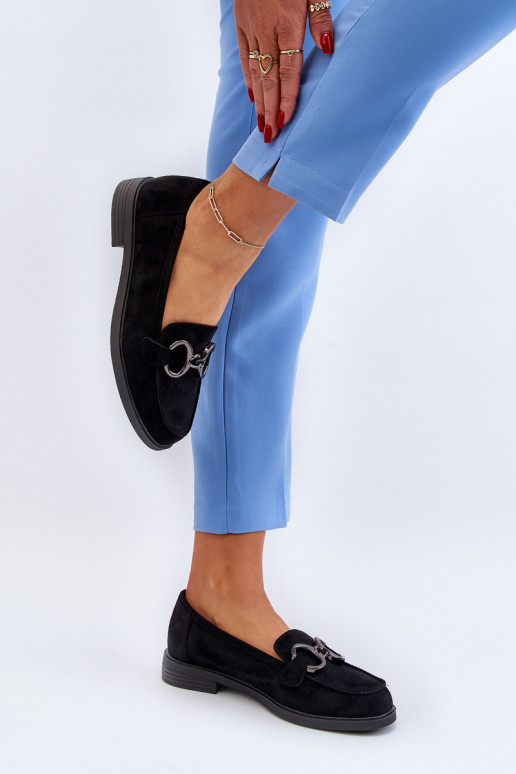 Mocassins élégants en daim avec ornements en noir Echonesa