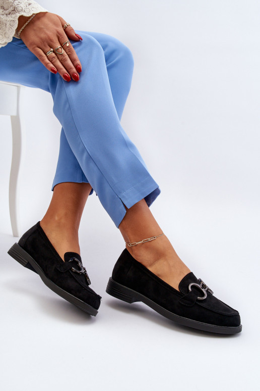 Mocassins élégants en daim avec ornements en noir Echonesa