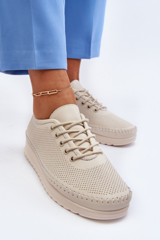 Sportschoenen Vrijetijdsschoenen beige kleur Lalnai