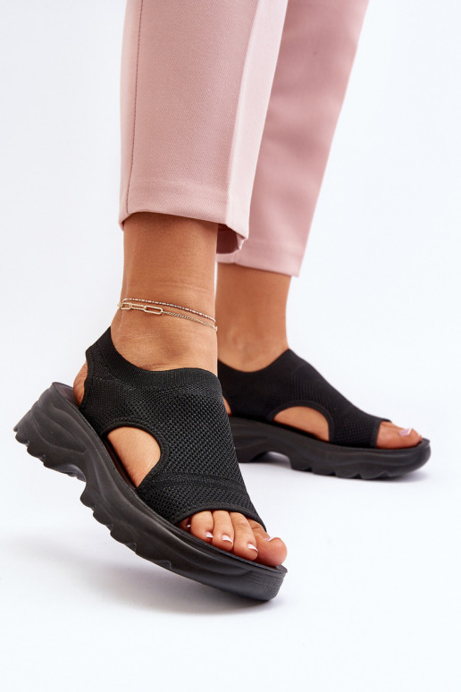 Sandales pour femmes de style sportif à semelle massive de couleur noire Deinaleia