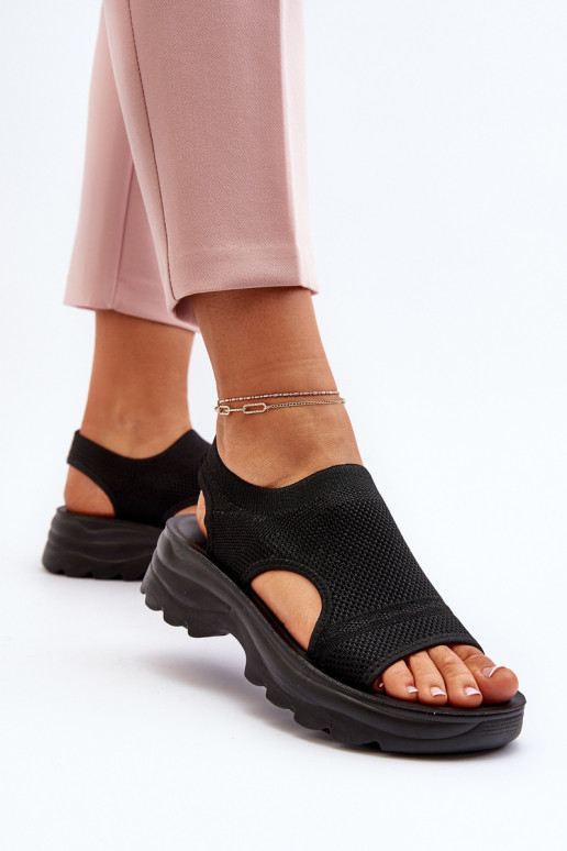 Sandales pour femmes de style sportif à semelle massive de couleur noire Deinaleia