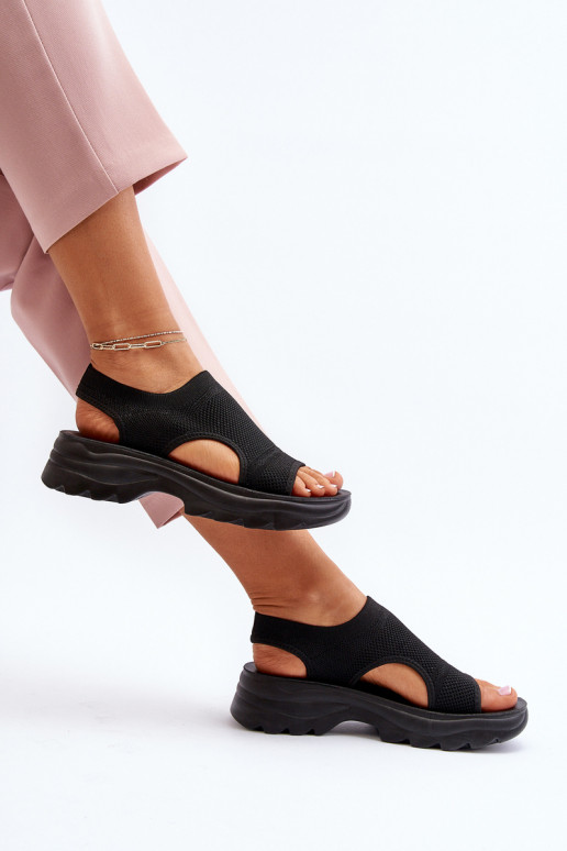 Sandales pour femmes de style sportif à semelle massive de couleur noire Deinaleia