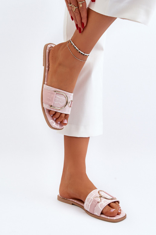 mit Glanz Damenhausschuhe mit Ornamenten in Rosa Taleci mit Glanz Damenhausschuhe mit Ornamenten in Rosa Taleci