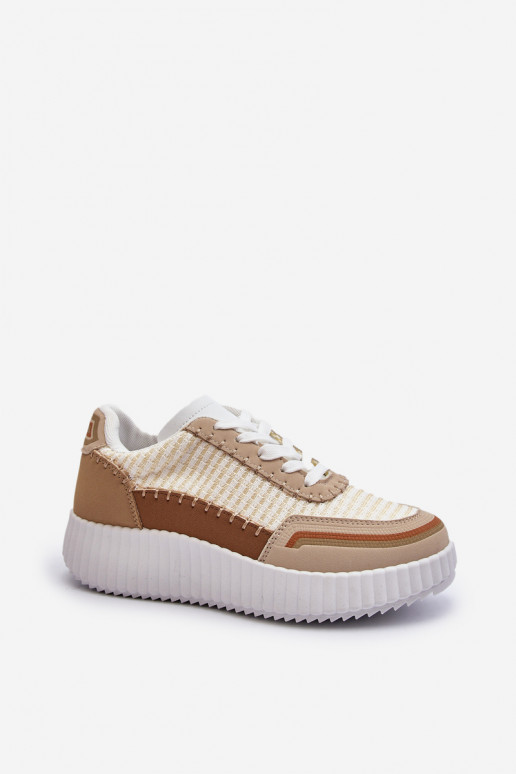 Chaussures modèle baskets à plateforme beige Redala