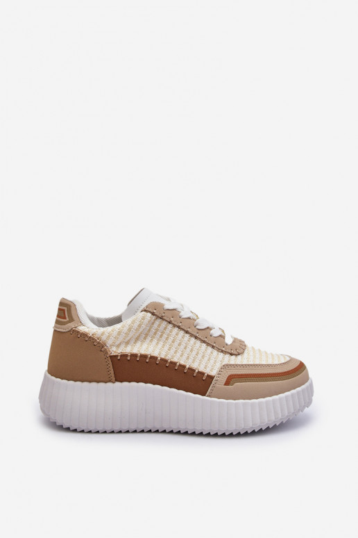 Chaussures modèle baskets à plateforme beige Redala