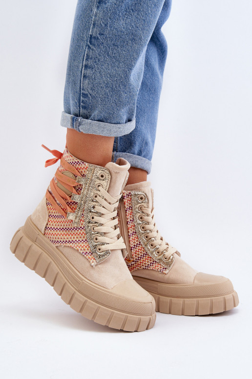 Chaussures de loisirs avec plateforme de couleur beige Kernia