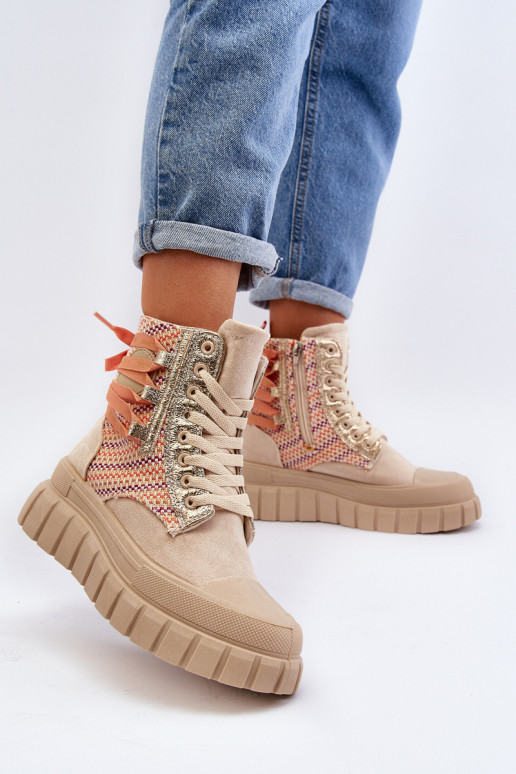 Chaussures de loisirs avec plateforme de couleur beige Kernia