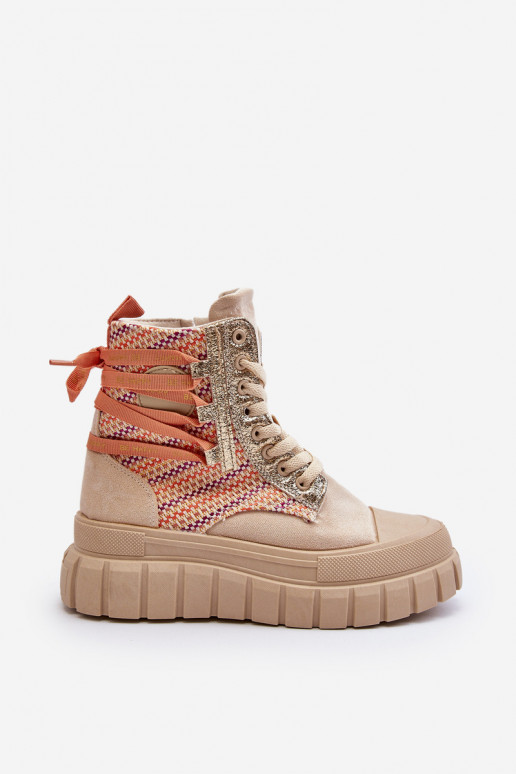Chaussures de loisirs avec plateforme de couleur beige Kernia
