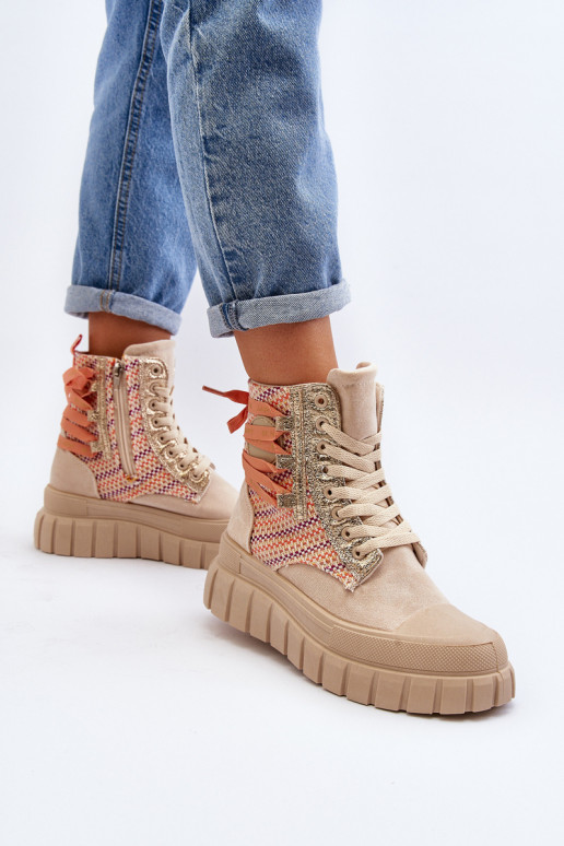 Chaussures de loisirs avec plateforme de couleur beige Kernia