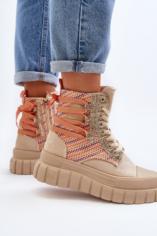 Chaussures de loisirs avec plateforme de couleur beige Kernia