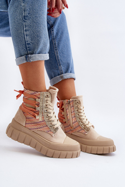 Chaussures de loisirs avec plateforme de couleur beige Kernia
