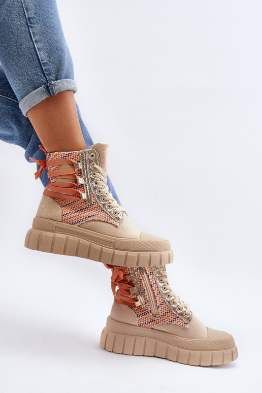 Chaussures de loisirs avec plateforme de couleur beige Kernia