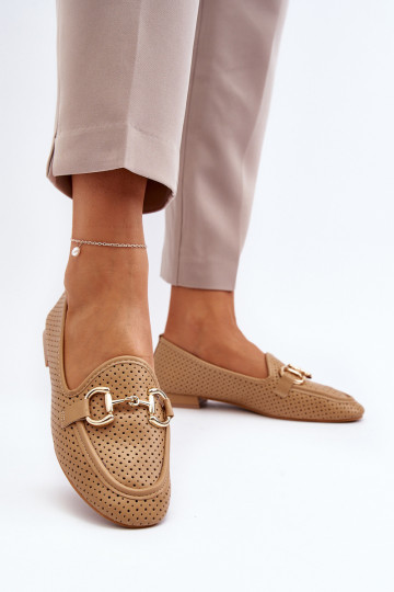damesmocassins met brede hakken met ornamenten in bruin Iluvana 2