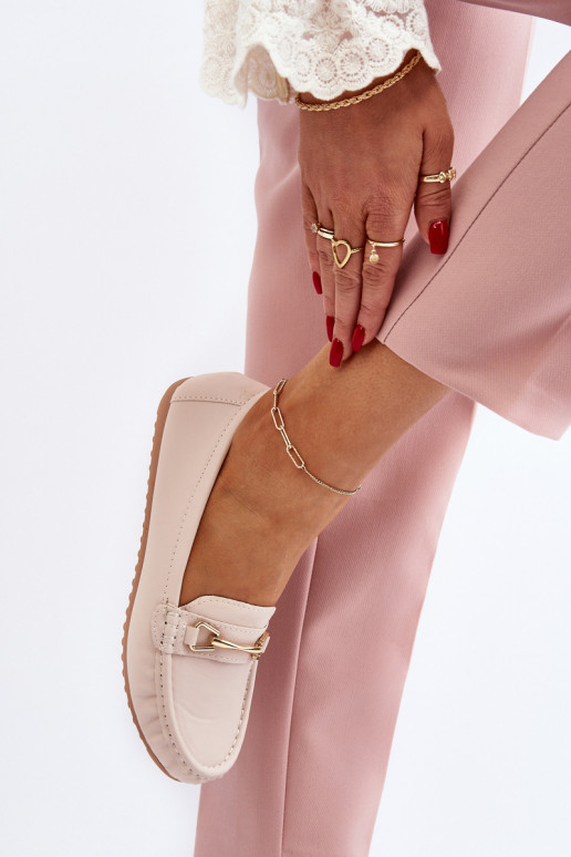 Klassisches Modell Mokassins mit Ornamenten beige Farbe Ainslee