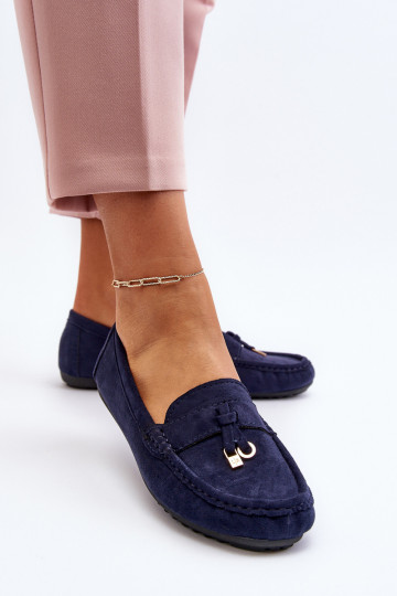 en daim modèle Classique Mocassins couleur bleu foncé Ontala 2