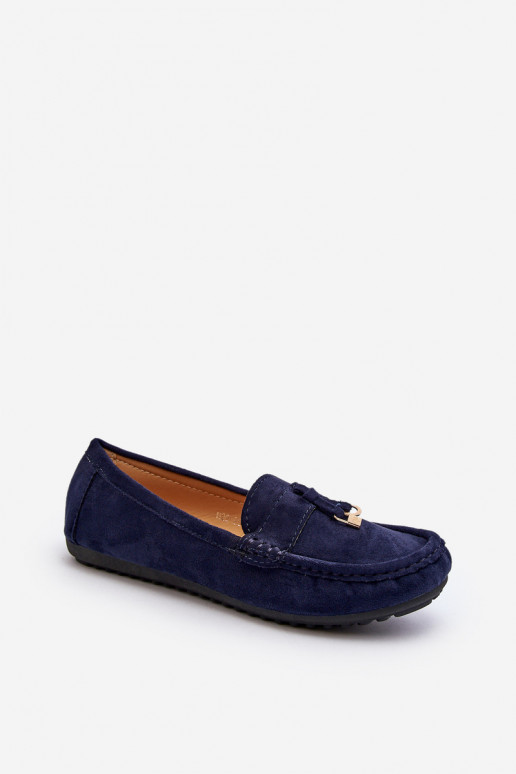 en daim modèle Classique Mocassins couleur bleu foncé Ontala