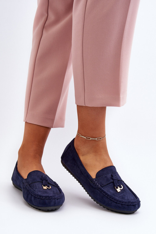 en daim modèle Classique Mocassins couleur bleu foncé Ontala
