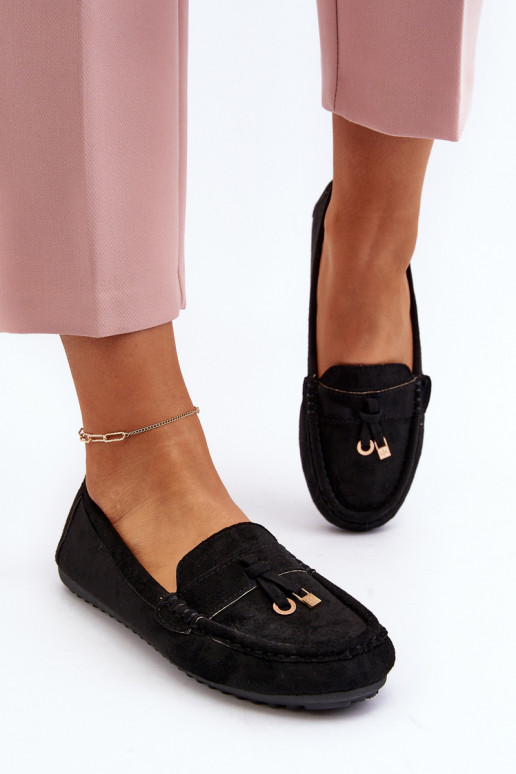 en suède modèle Classique Mocassins couleur noir Ontala