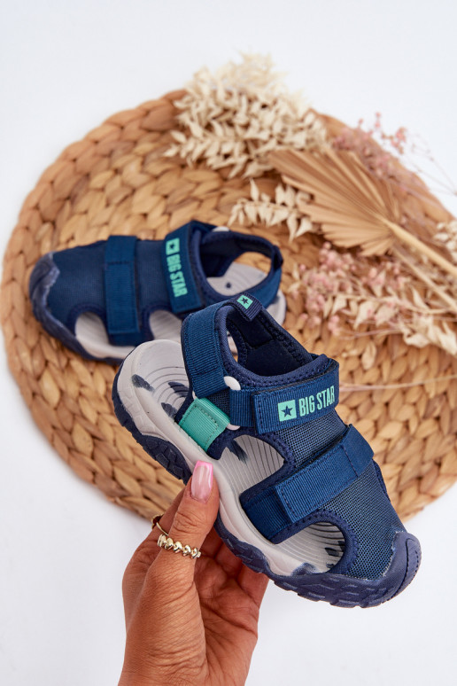 Sandalen voor jongens met zelfklevende sluiting Big Star NN374236 donkerblauw