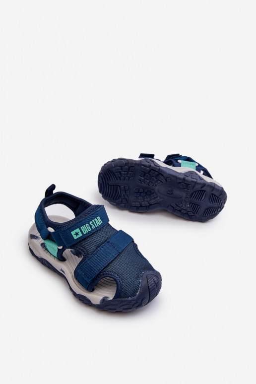 Sandalen voor jongens met zelfklevende sluiting Big Star NN374236 donkerblauw