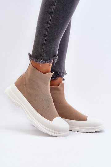 Braune Ilanae-Stiefeletten für Damen mit sockenartiger Innensohle