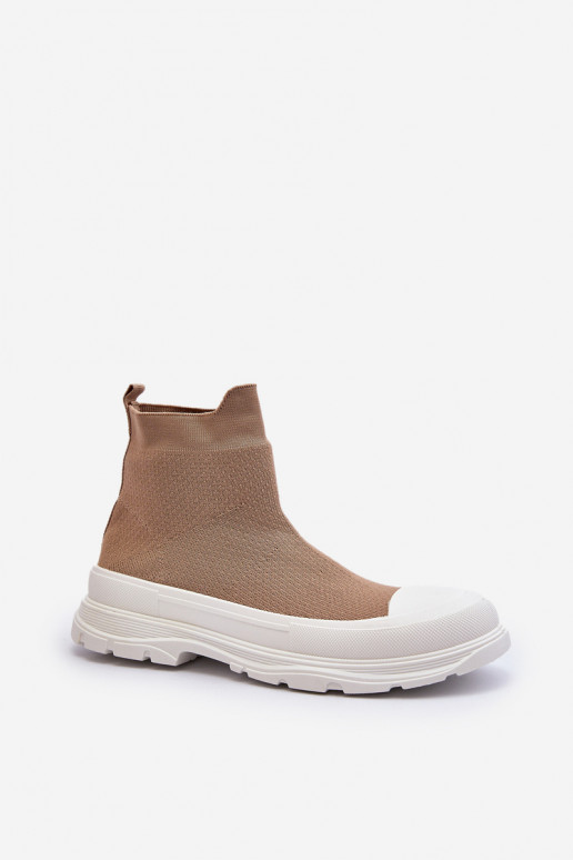 Braune Ilanae-Stiefeletten für Damen mit sockenartiger Innensohle Braune Ilanae-Stiefeletten für Damen mit sockenartiger Innensohle