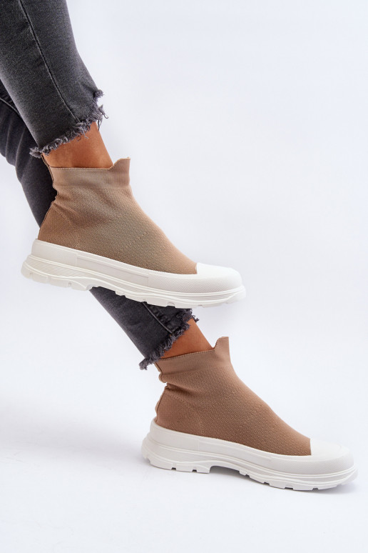 Braune Ilanae-Stiefeletten für Damen mit sockenartiger Innensohle Braune Ilanae-Stiefeletten für Damen mit sockenartiger Innensohle