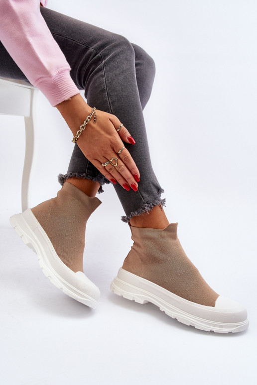 Bottines Ilanae femme marron à semelle intérieure type chaussette Bottines Ilanae femme marron à semelle intérieure type chaussette