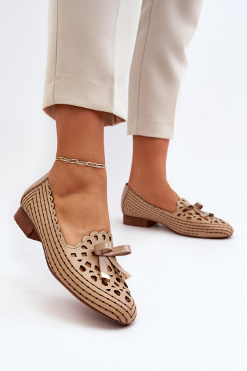 Ballerines ajourées avec rubans beige Instable