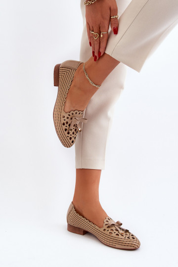 Ballerines ajourées avec rubans beige Instable 2