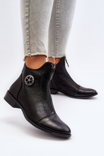 Stiefel mit breiten Absätzen und Reißverschlüssen aus schwarzem Loratie 2