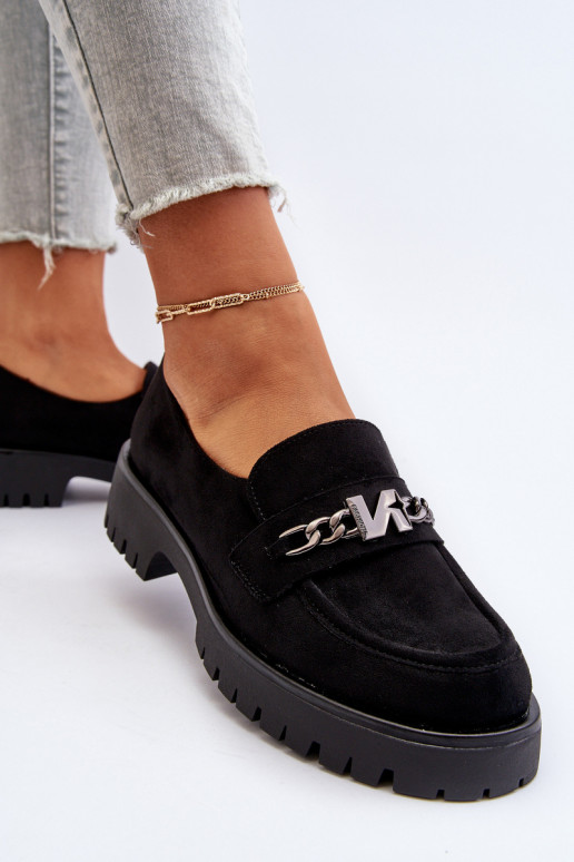 Suede mocassins met ornamenten in de zwarte kleur Loraleima Suede mocassins met ornamenten in de zwarte kleur Loraleima