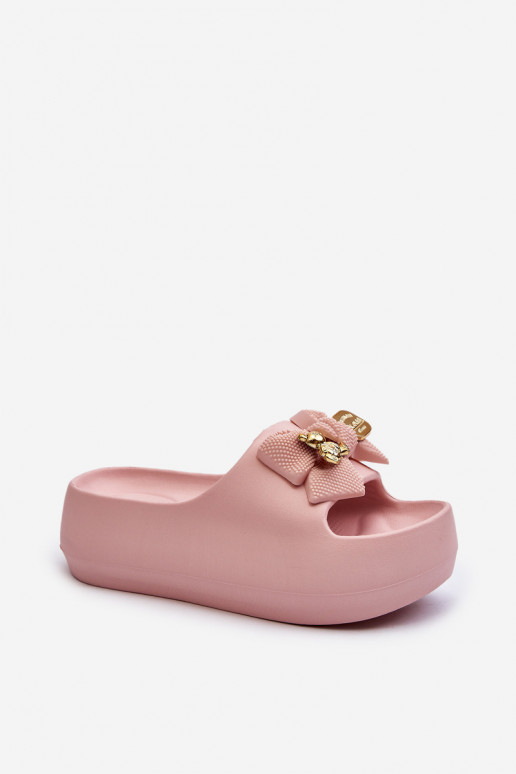 Chaussons légers Chaussons femme avec rubans rose Salessa