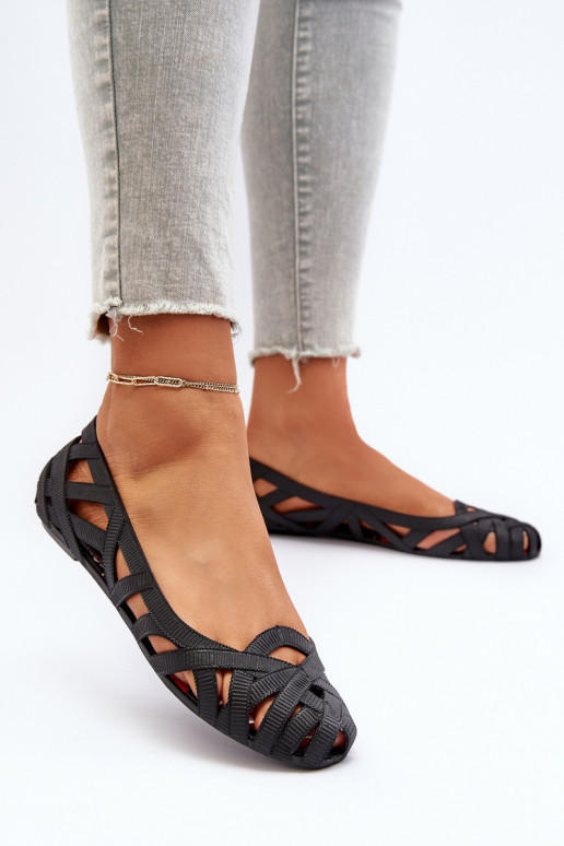 Rubberen ballerina's in de kleur zwart Salam