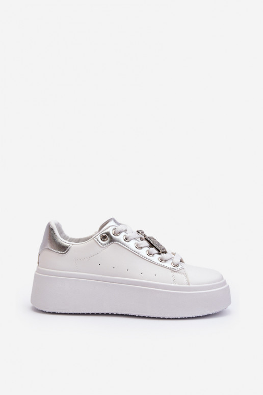 Chaussures modèle baskets avec ornements de couleur blanche Celedria