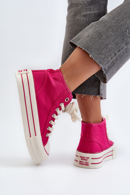 Chaussures décontractées avec plateforme de couleur rose Aineri