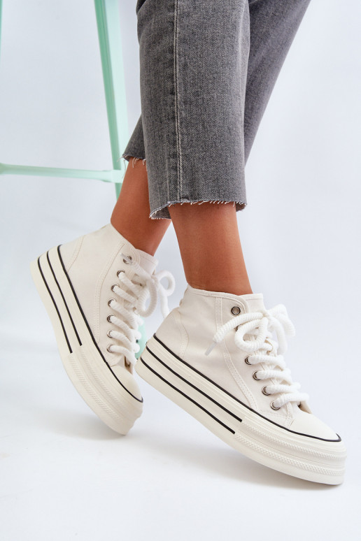 Chaussures décontractées avec plateforme de couleur blanche Aineri
