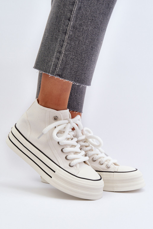 Chaussures décontractées avec plateforme de couleur blanche Aineri