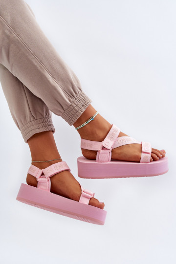 Damensandalen mit Plateau Big Star NN274A529 rosa Farbe 2