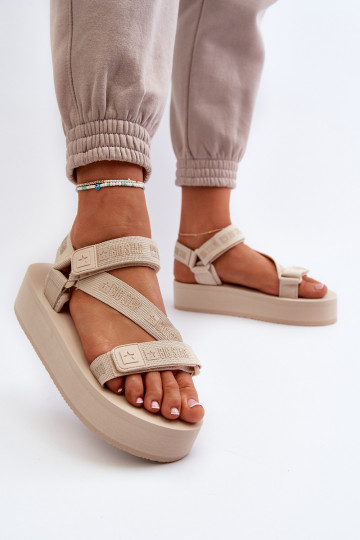 Damen-Plateausandalen Big Star NN274A528 beige