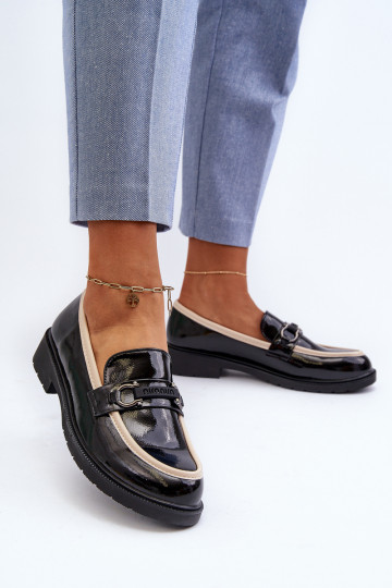 Chaussures vernies pour femmes Mocassins S.Barski HY336A couleur noir