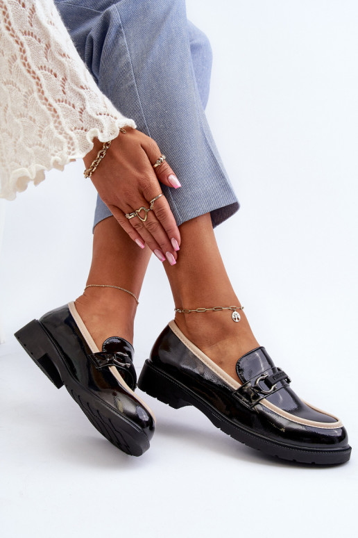 Chaussures vernies pour femmes Mocassins S.Barski HY336A couleur noir