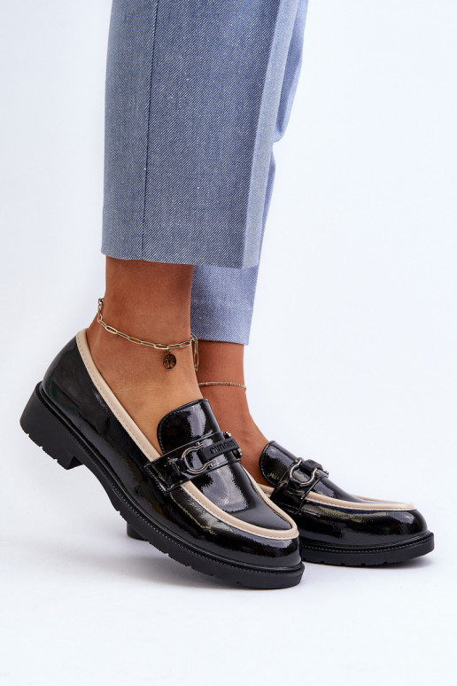 Chaussures vernies pour femmes Mocassins S.Barski HY336A couleur noir