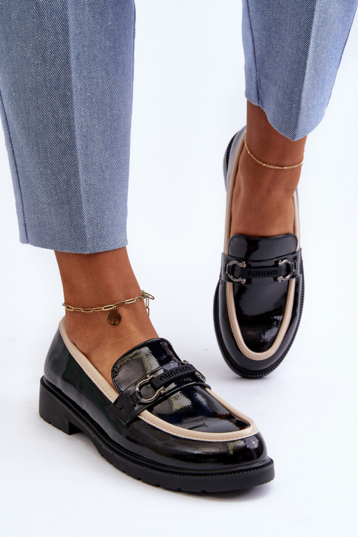 Dameslakschoenen Mocassins S.Barski HY336A zwarte kleur