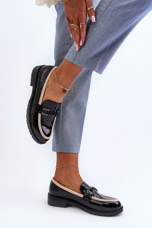 Dameslakschoenen Mocassins S.Barski HY336A zwarte kleur