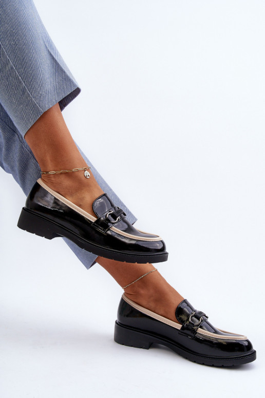 Dameslakschoenen Mocassins S.Barski HY336A zwarte kleur