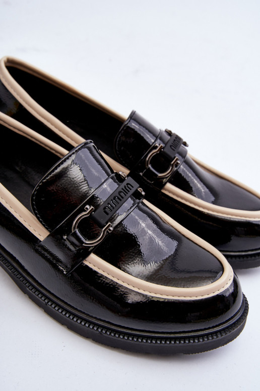 Dameslakschoenen Mocassins S.Barski HY336A zwarte kleur