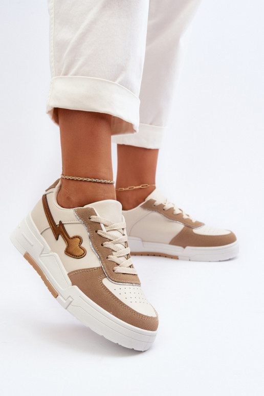 Baskets modèle chaussures à plateforme beige Zeparine
