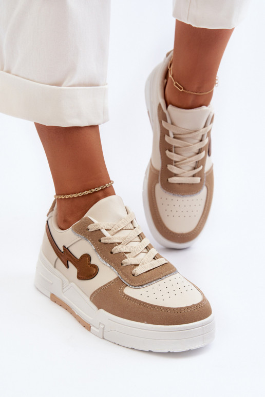 Baskets modèle chaussures à plateforme beige Zeparine