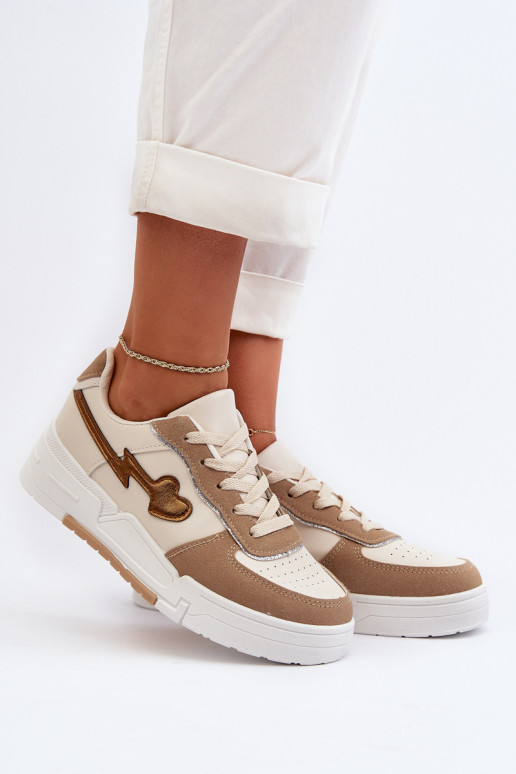 Baskets modèle chaussures à plateforme beige Zeparine